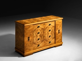 Gaetano Borsani for Atelier di Varedo Chest of Drawers in Walnut Burl and Brass storage cabinet,organizer,furniture storage