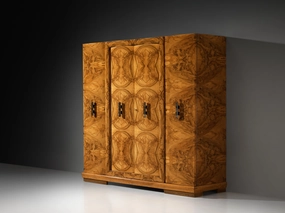 Gaetano Borsani for Atelier di Varedo Wardrobe or Higboard in Walnut Burl and Brass storage cabinet,organizer,furniture storage