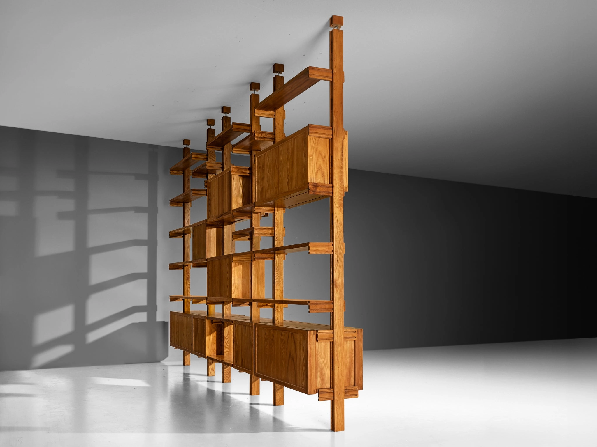 Galerie L'Orme Modular Room Divider or Wall Unit in Solid Elm