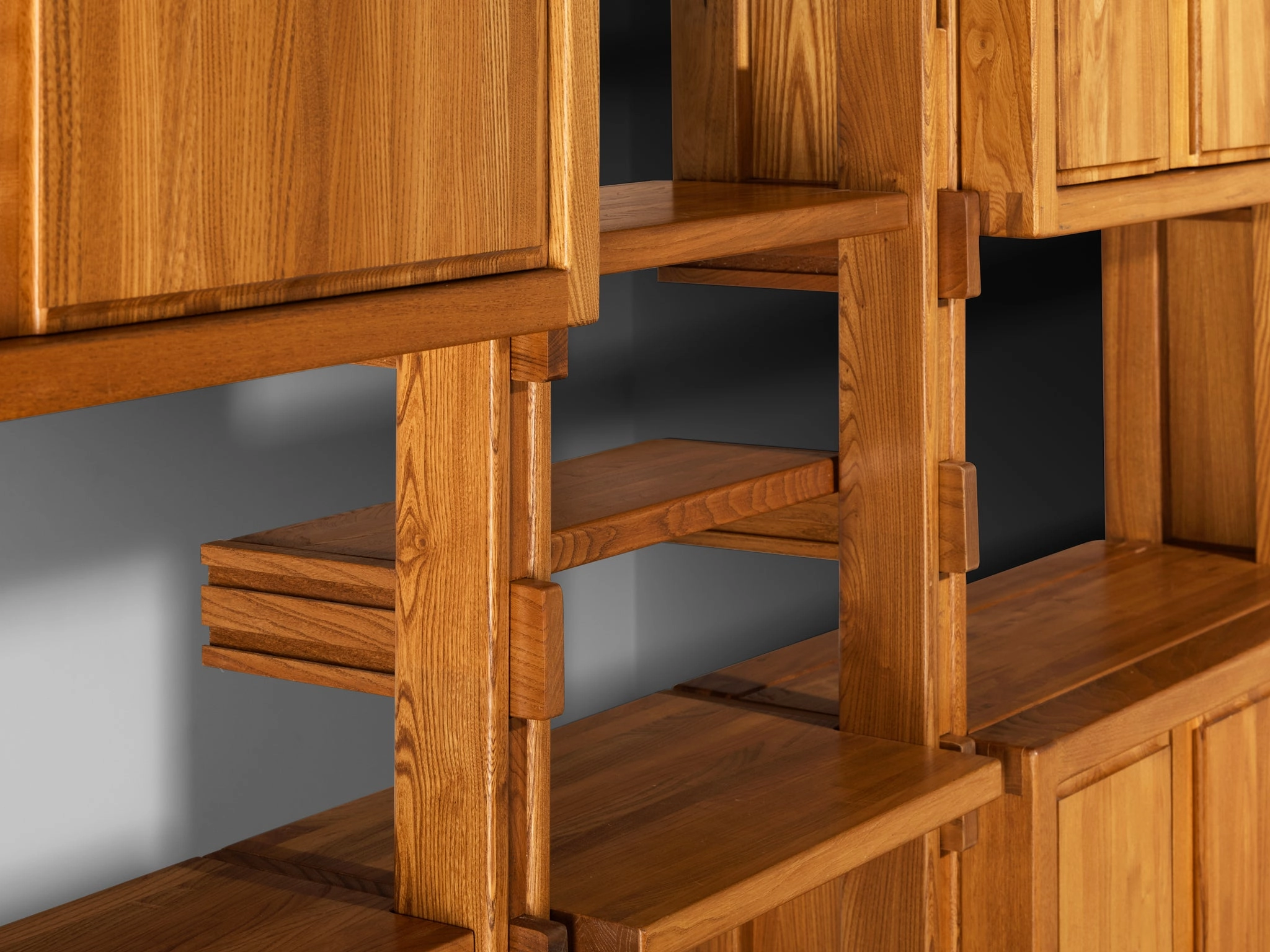 Galerie L'Orme Modular Room Divider or Wall Unit in Solid Elm