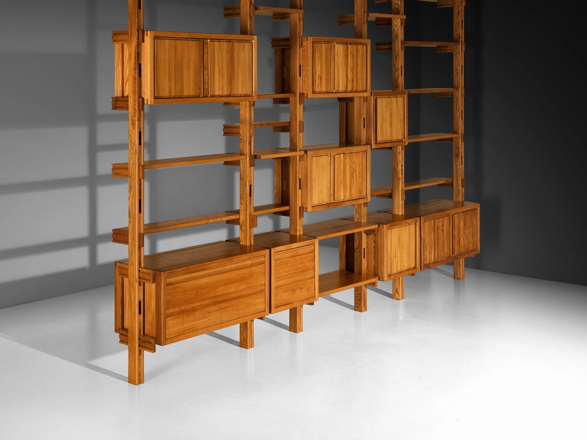 Galerie L'Orme Modular Room Divider or Wall Unit in Solid Elm