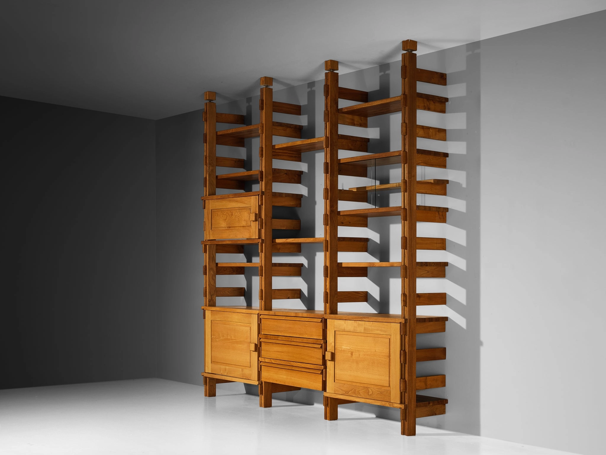 Galerie L'Orme Modular Wall Unit in Solid Elm