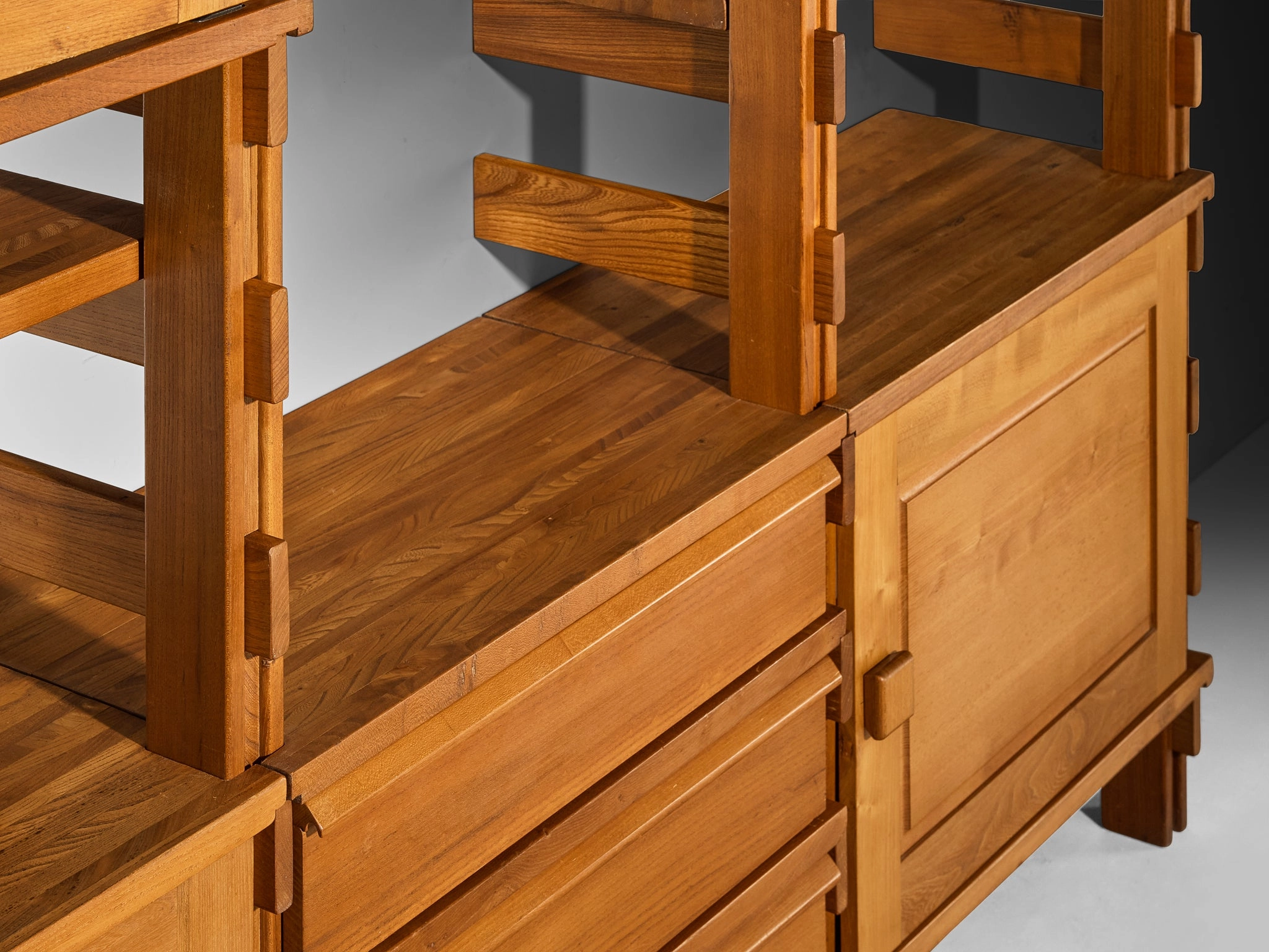 Galerie L'Orme Modular Wall Unit in Solid Elm