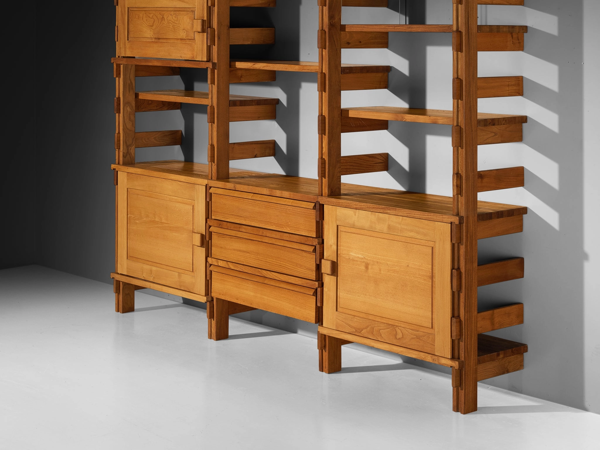 Galerie L'Orme Modular Wall Unit in Solid Elm