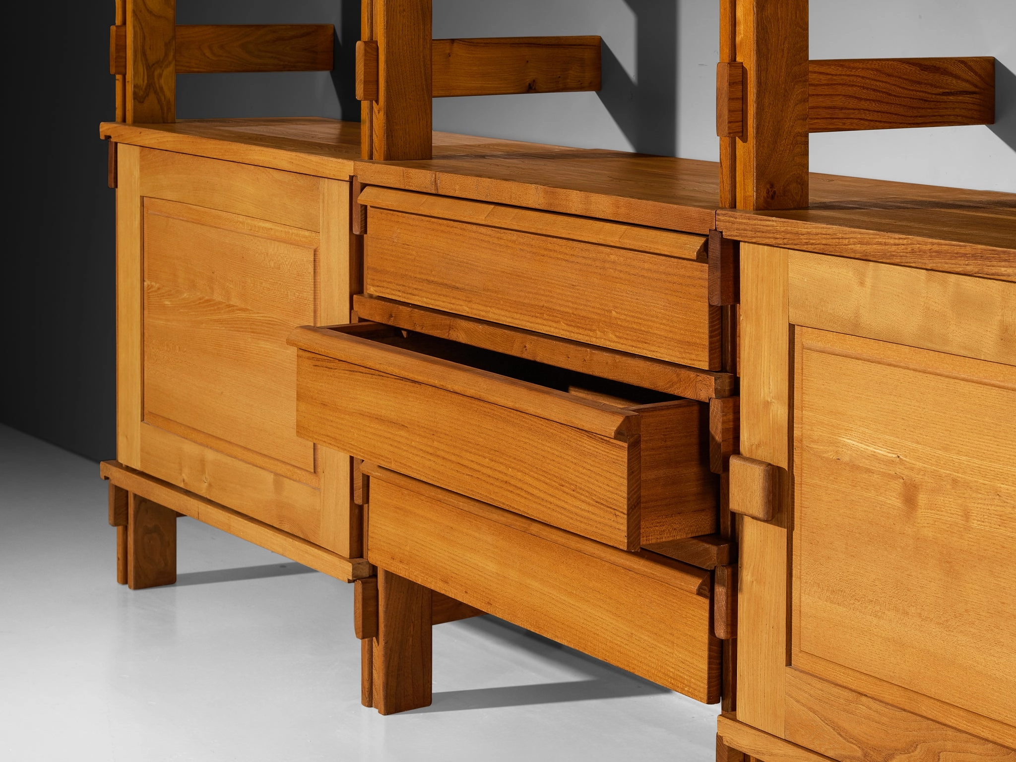 Galerie L'Orme Modular Wall Unit in Solid Elm