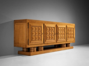 Gaston Poisson Art Deco Sideboard with Marquetry in Oak storage cabinet,organizer,furniture storage