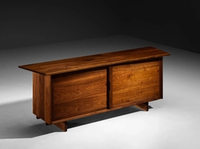 George Nakashima Double Sliding-Door Cabinet in American Black Walnut storage cabinet,organizer,furniture storage
