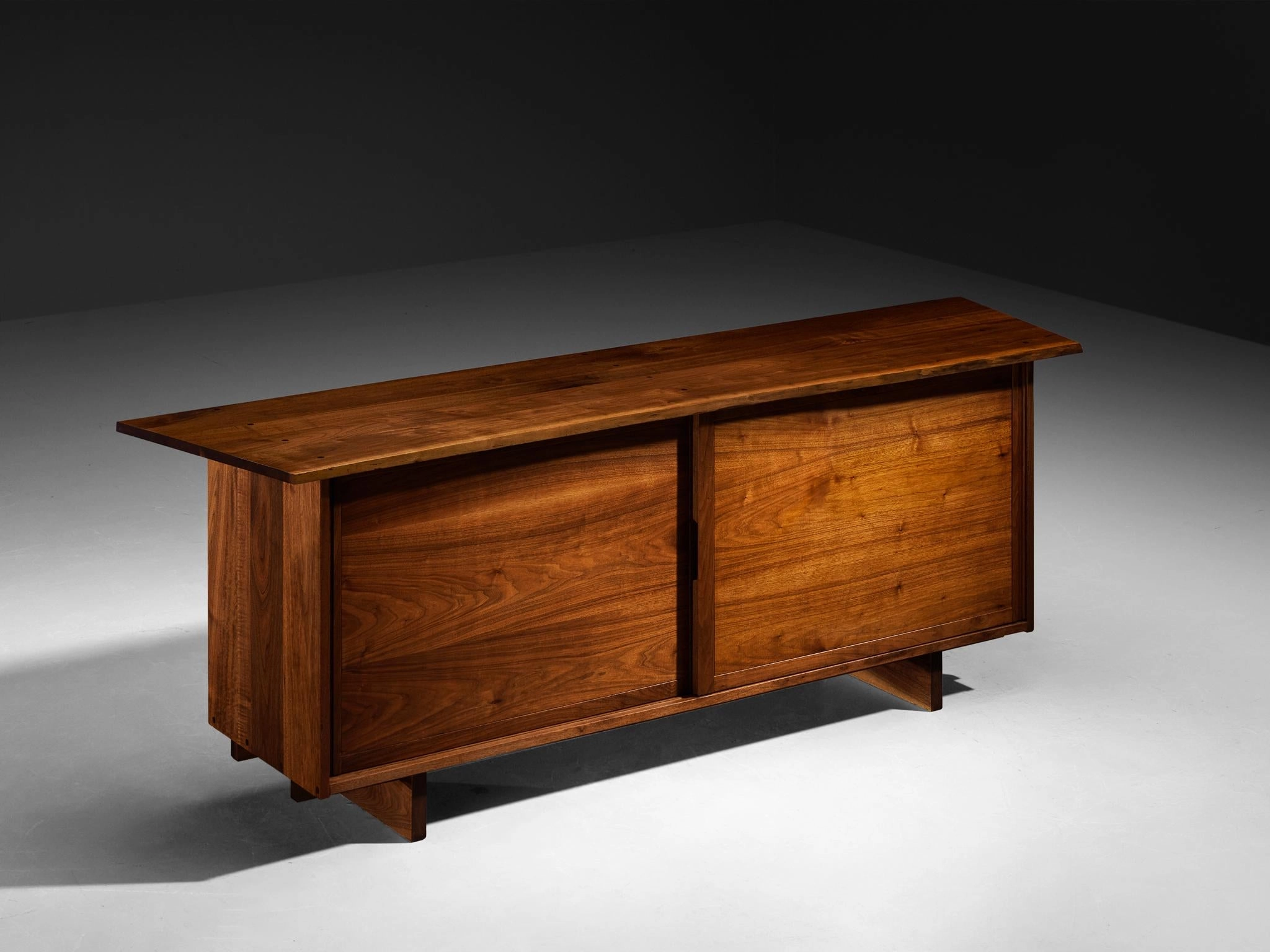 George Nakashima Double Sliding-Door Cabinet in American Black Walnut storage cabinet,organizer,furniture storage