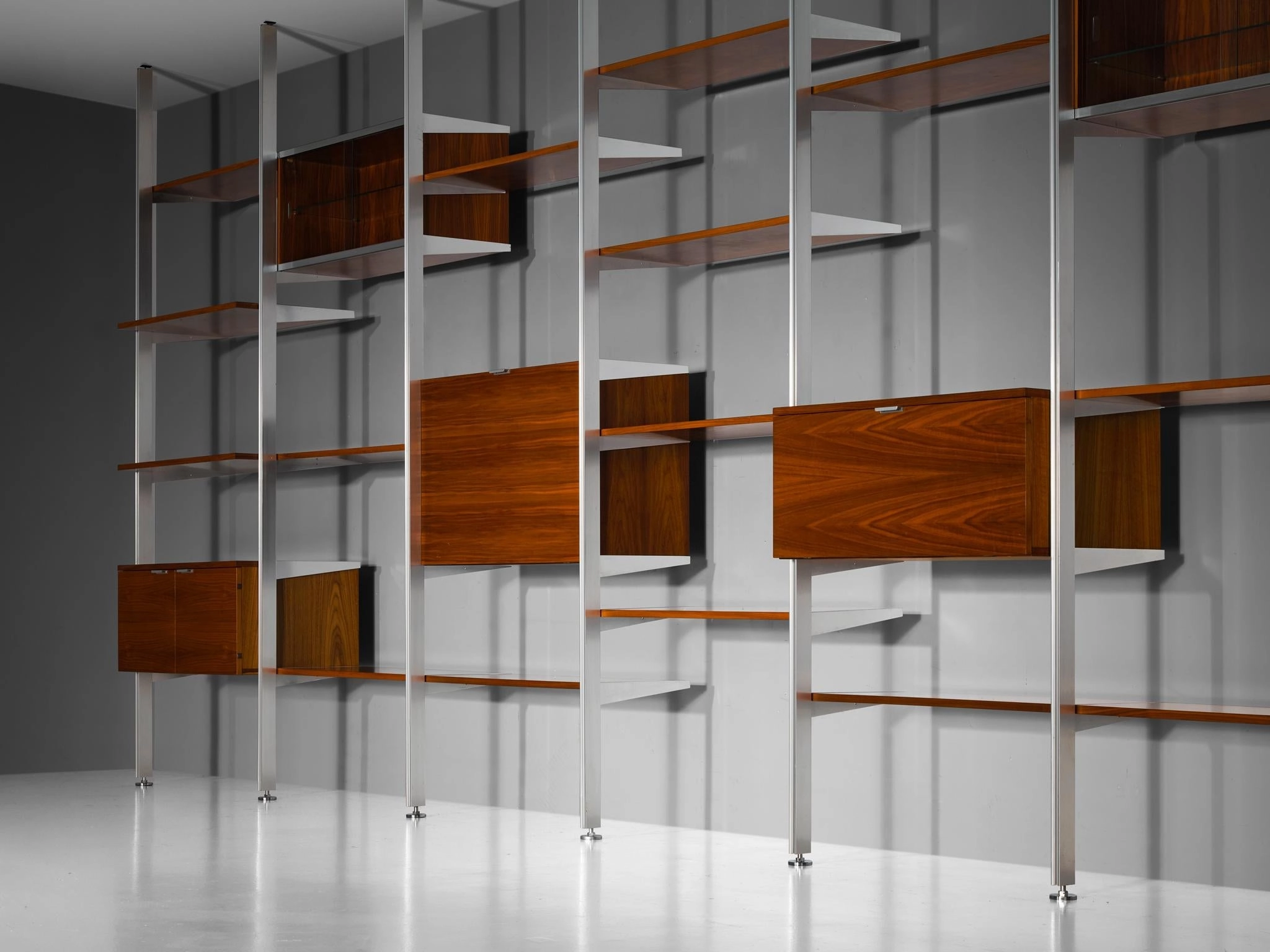 George Nelson for Herman Miller CSS Modular Wall Unit in Walnut & Aluminum