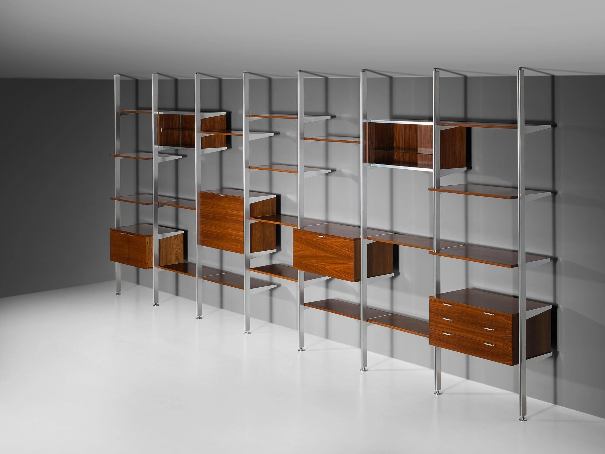 George Nelson for Herman Miller CSS Modular Wall Unit in Walnut & Aluminum