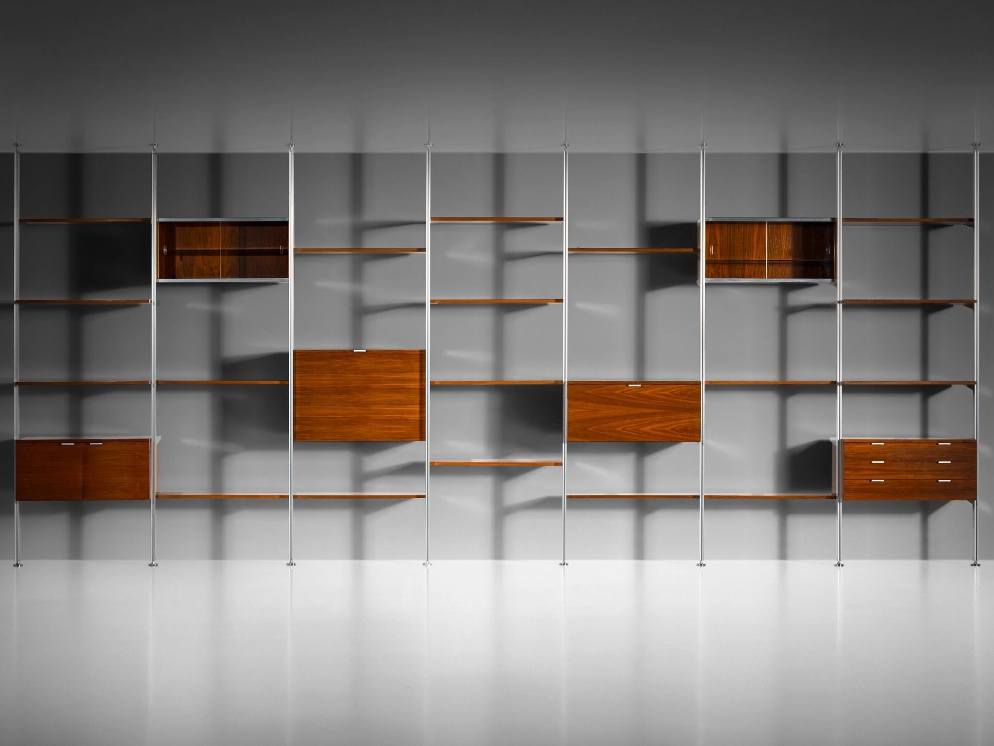 George Nelson for Herman Miller CSS Modular Wall Unit in Walnut & Aluminum