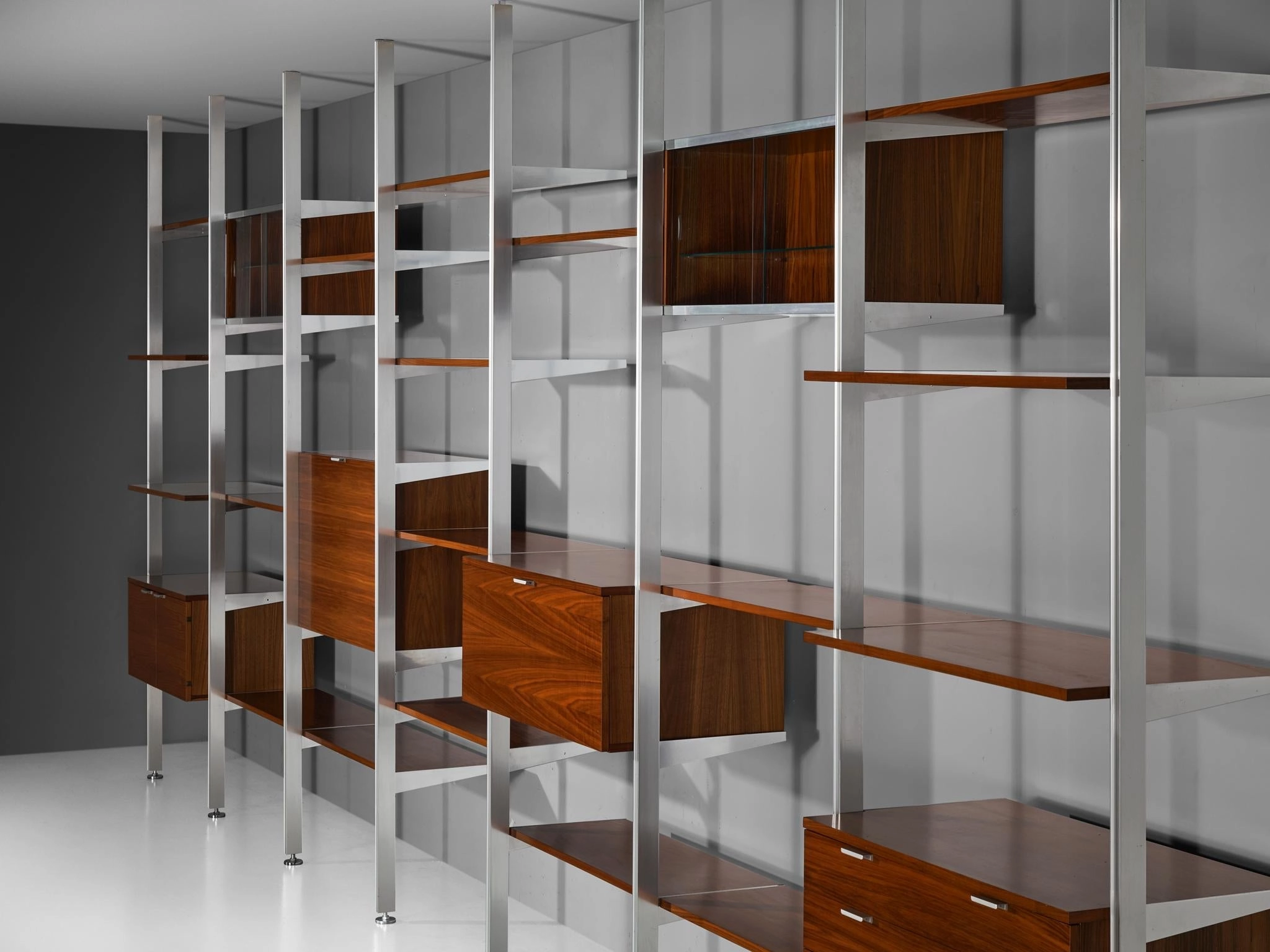 George Nelson for Herman Miller CSS Modular Wall Unit in Walnut & Aluminum