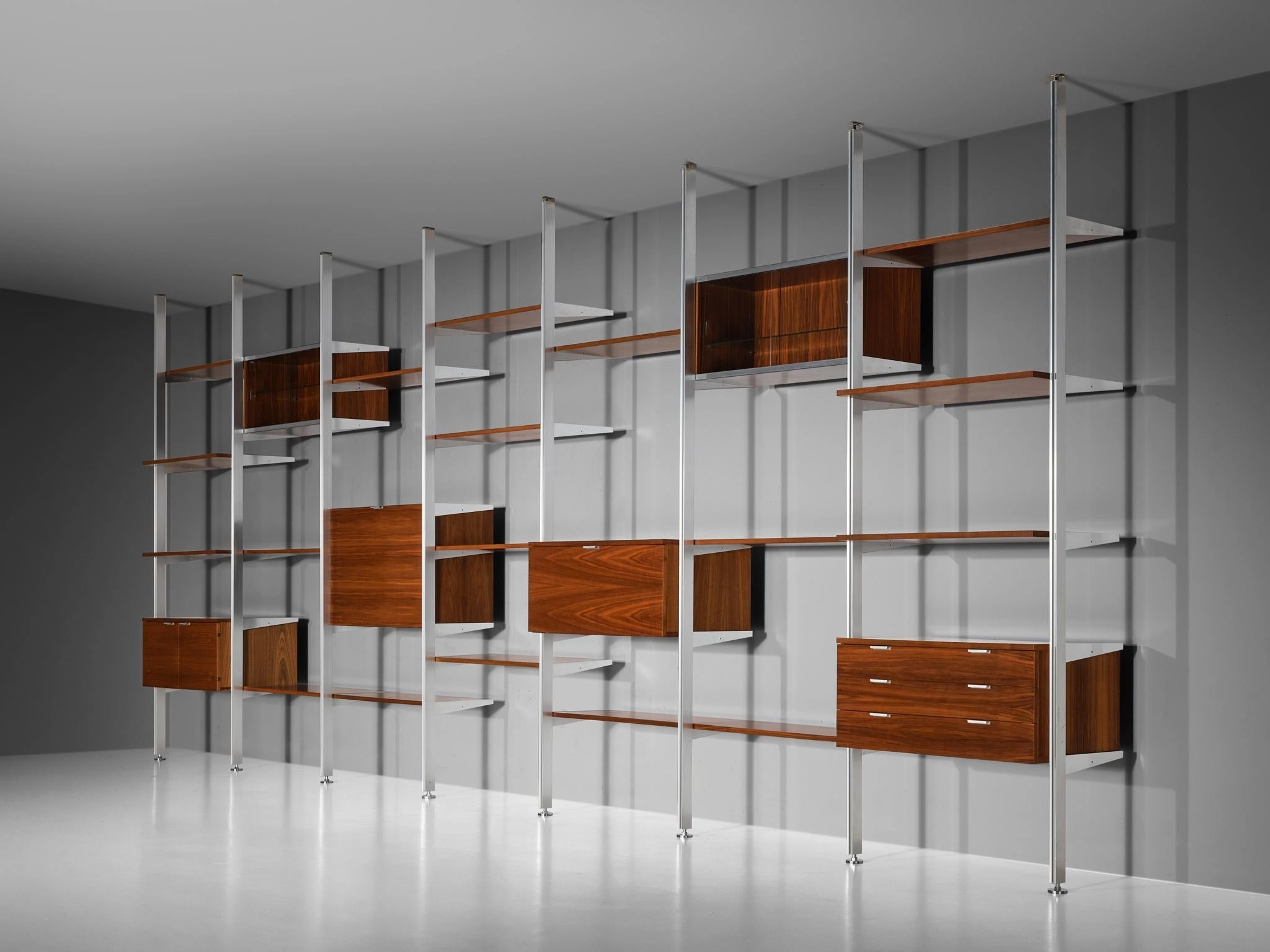 George Nelson for Herman Miller CSS Modular Wall Unit in Walnut & Aluminum