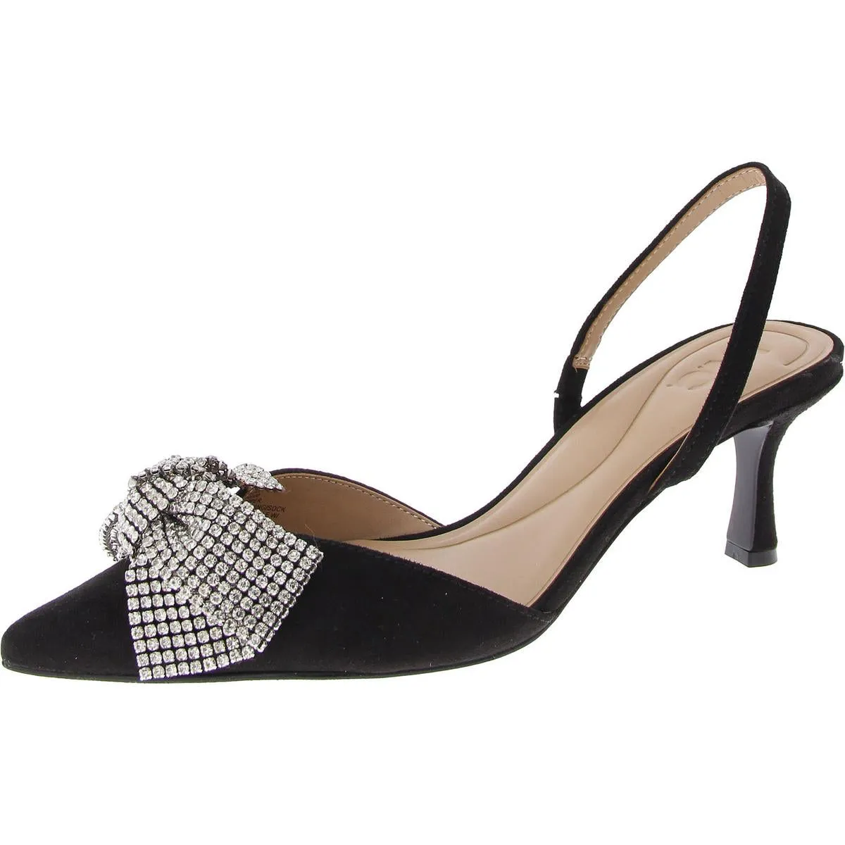 Gevira 7 Womens Glitter Bow Slingback Heels