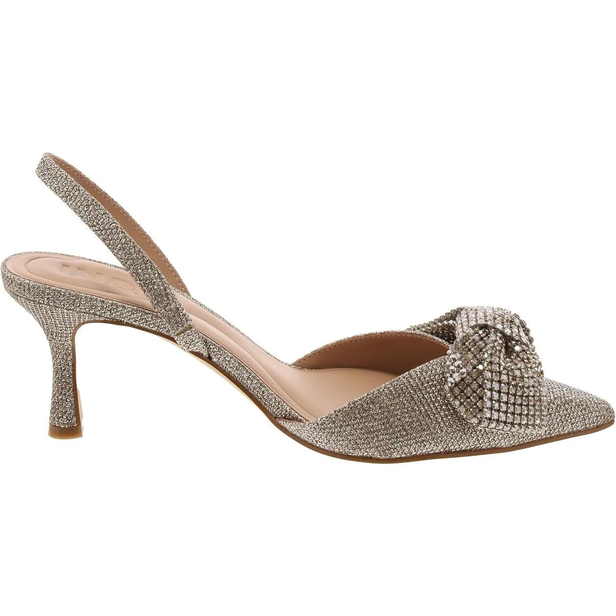 Gevira 7 Womens Glitter Bow Slingback Heels