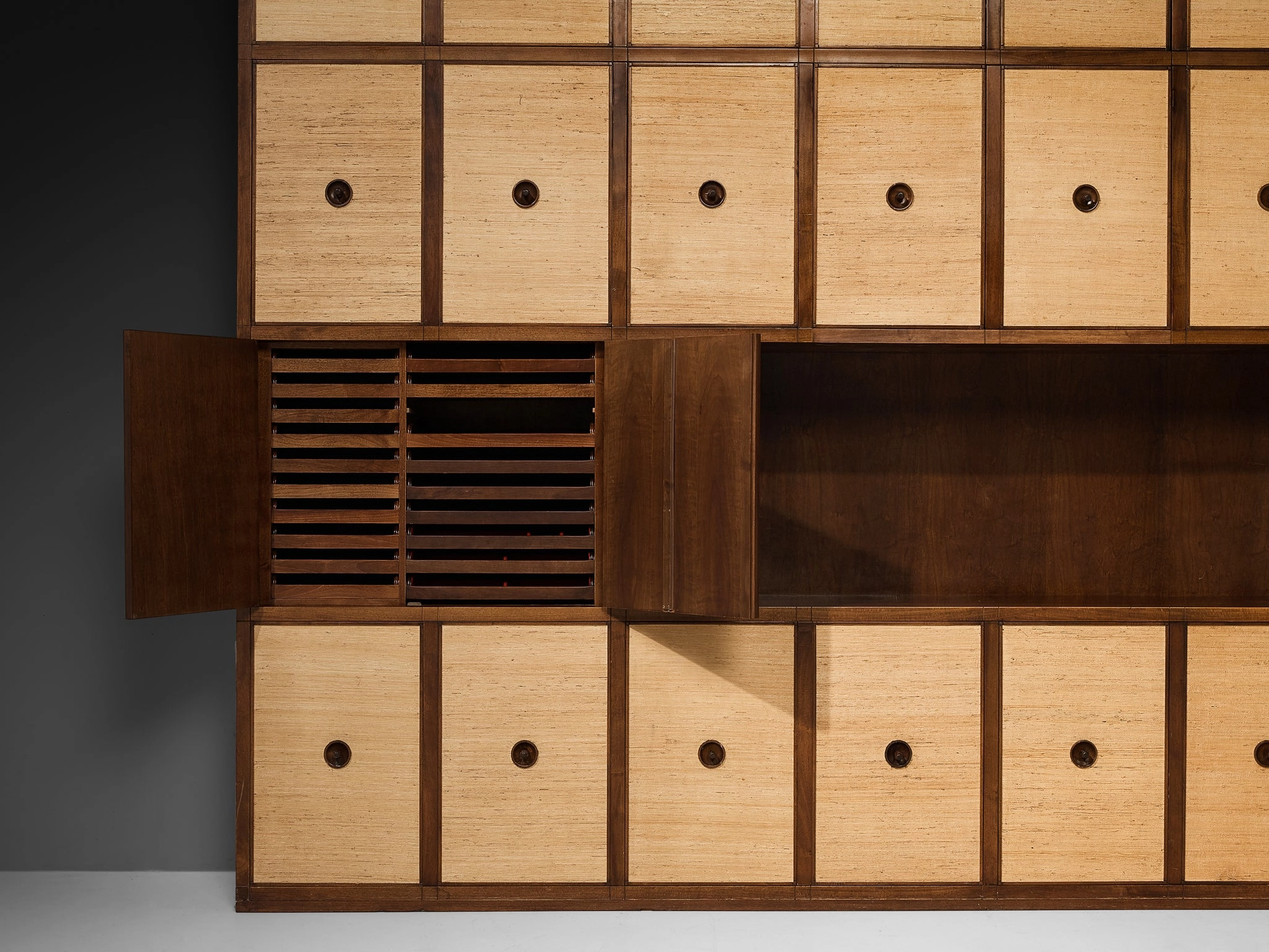 Gigi Radice for Studio Gino Colombo Unique Wall Unit in Walnut and Seagrass