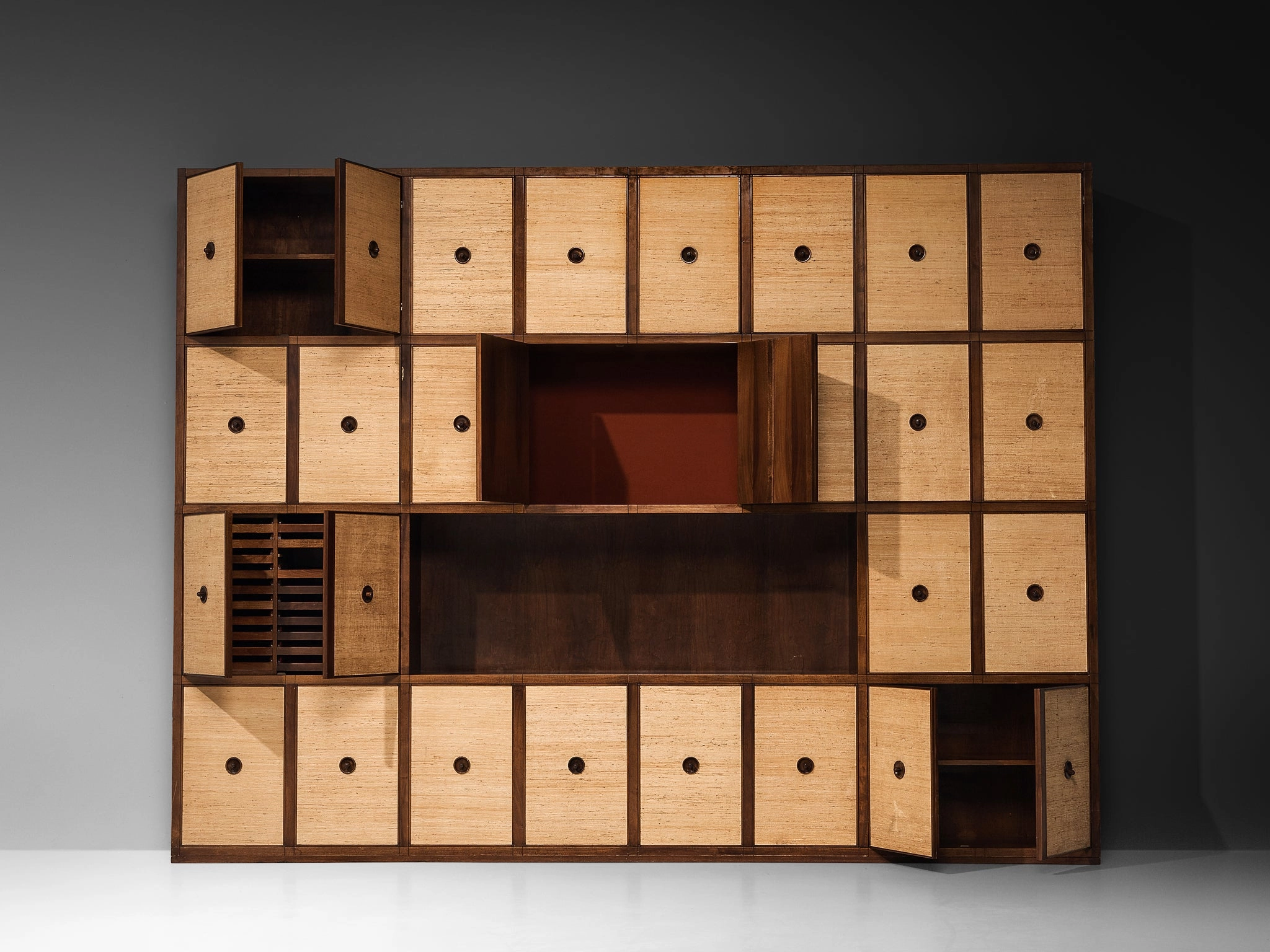 Gigi Radice for Studio Gino Colombo Unique Wall Unit in Walnut and Seagrass