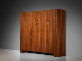Giuseppe Rivadossi for Officina Rivadossi Grand Wardrobe in Walnut storage cabinet,organizer,furniture storage