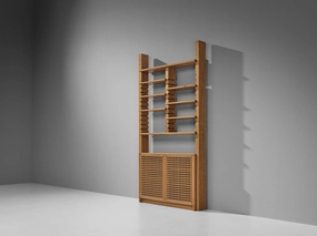 Giuseppe Rivadossi for Officina Rivadossi Highboard with Shelves in Oak storage cabinet,organizer,furniture storage