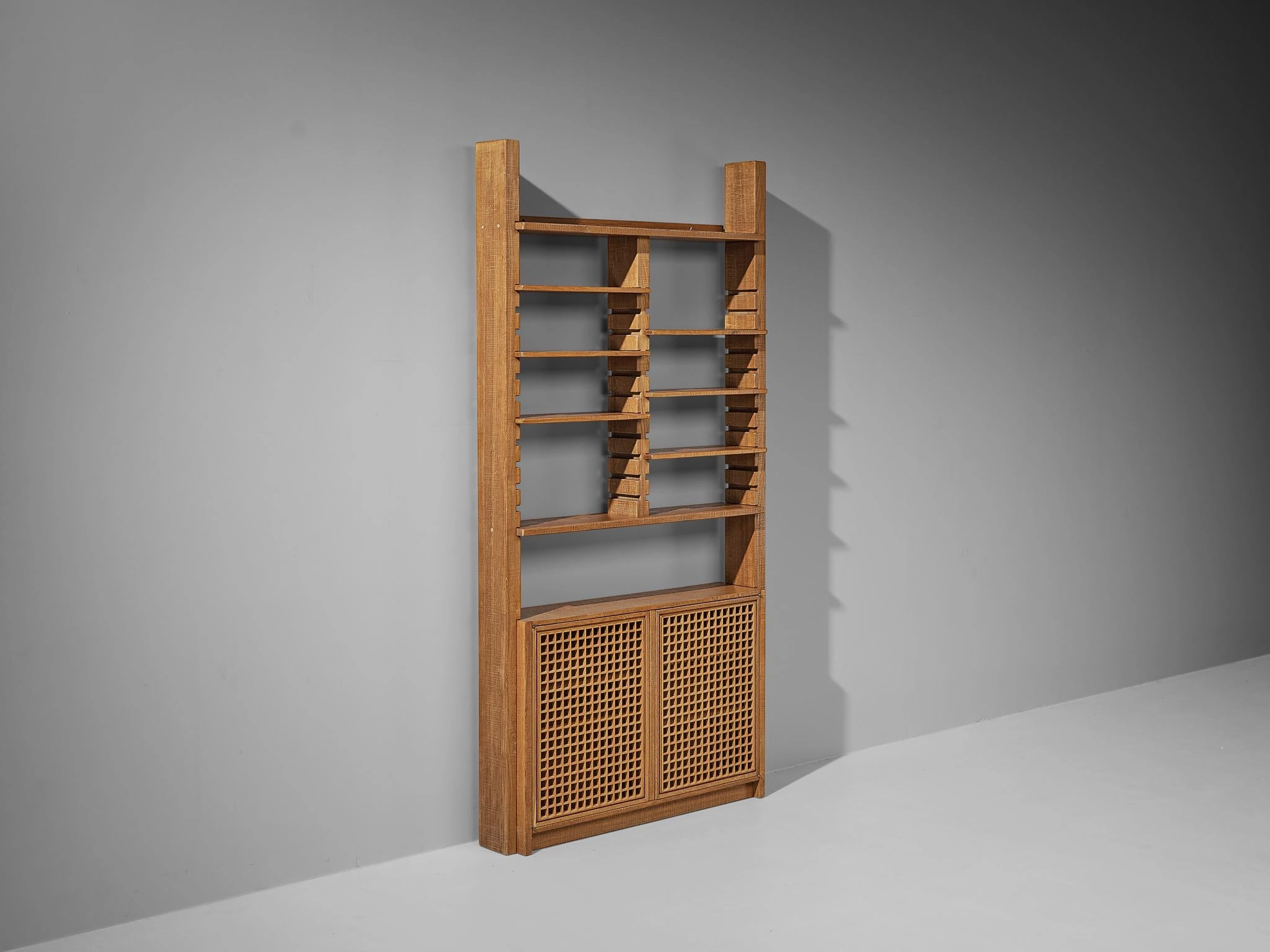 Giuseppe Rivadossi for Officina Rivadossi Highboard with Shelves in Oak