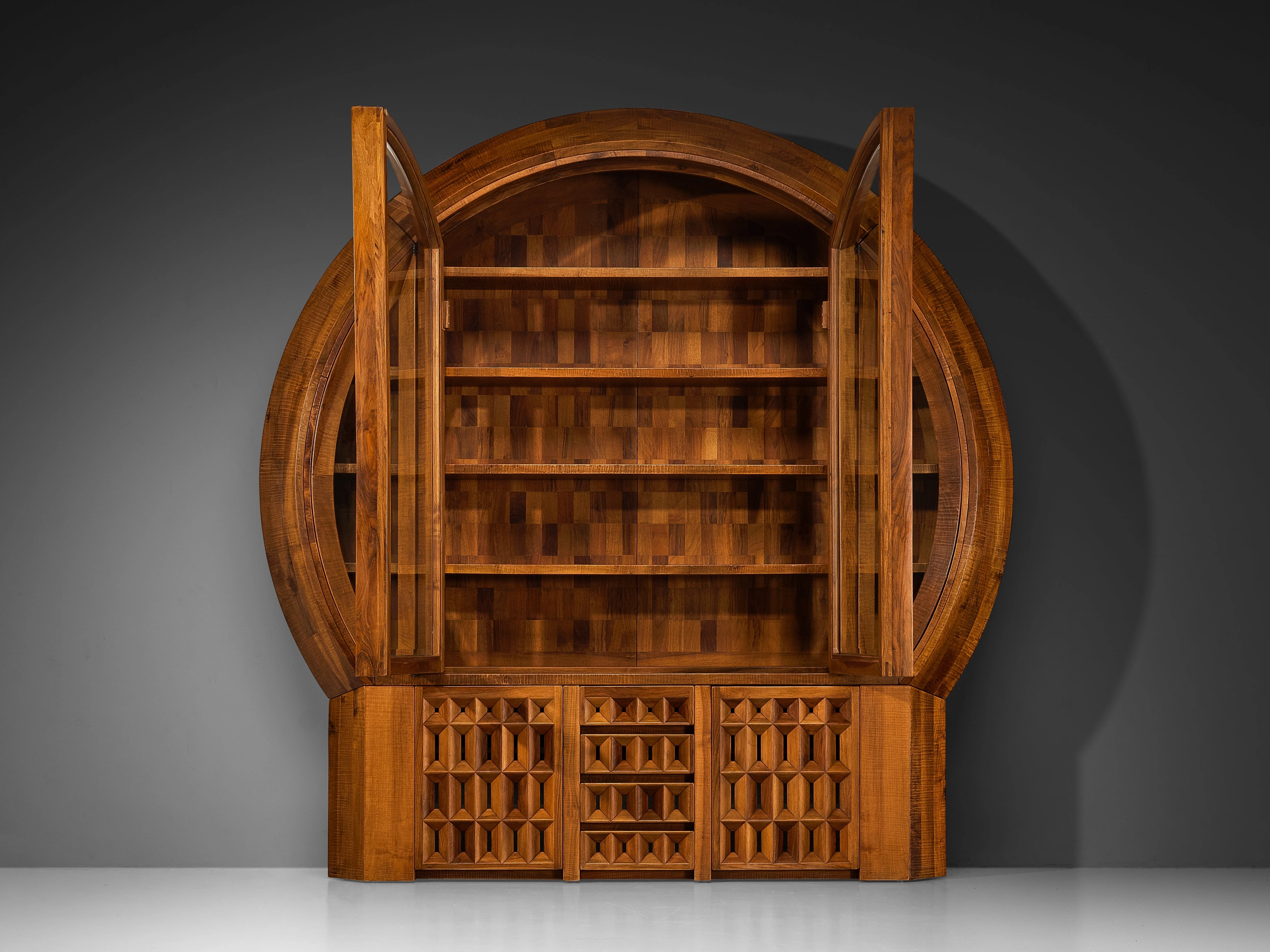 Giuseppe Rivadossi for Officina Rivadossi Monumental Showcase in Walnut