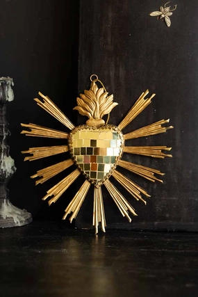 Gold Disco Ball Heart Hanging Ornament area rugs,carpet,floor decoration