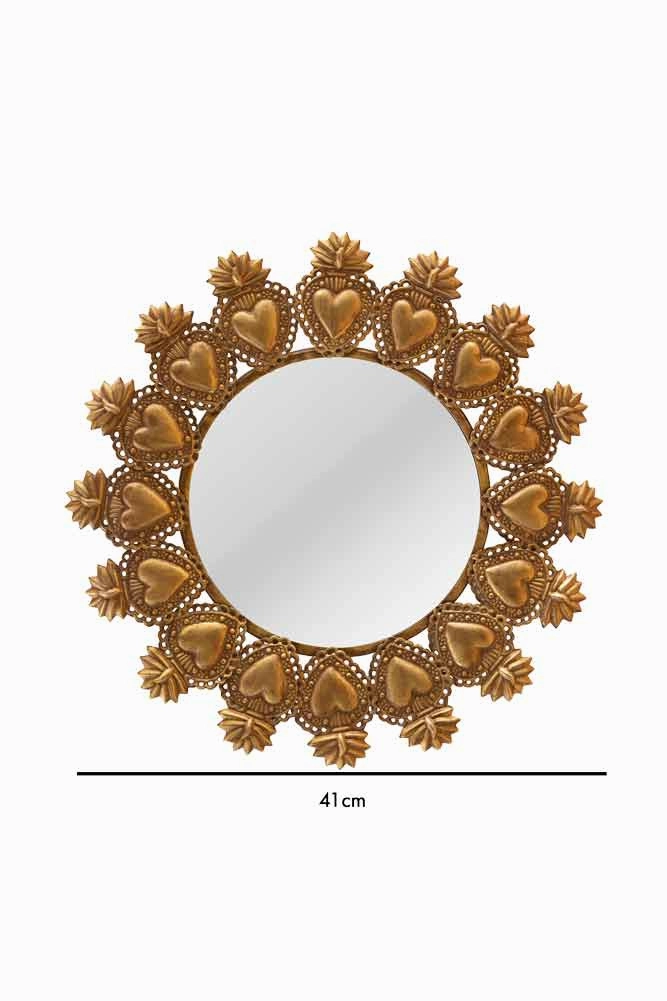 Gold Milagro Heart Mirror