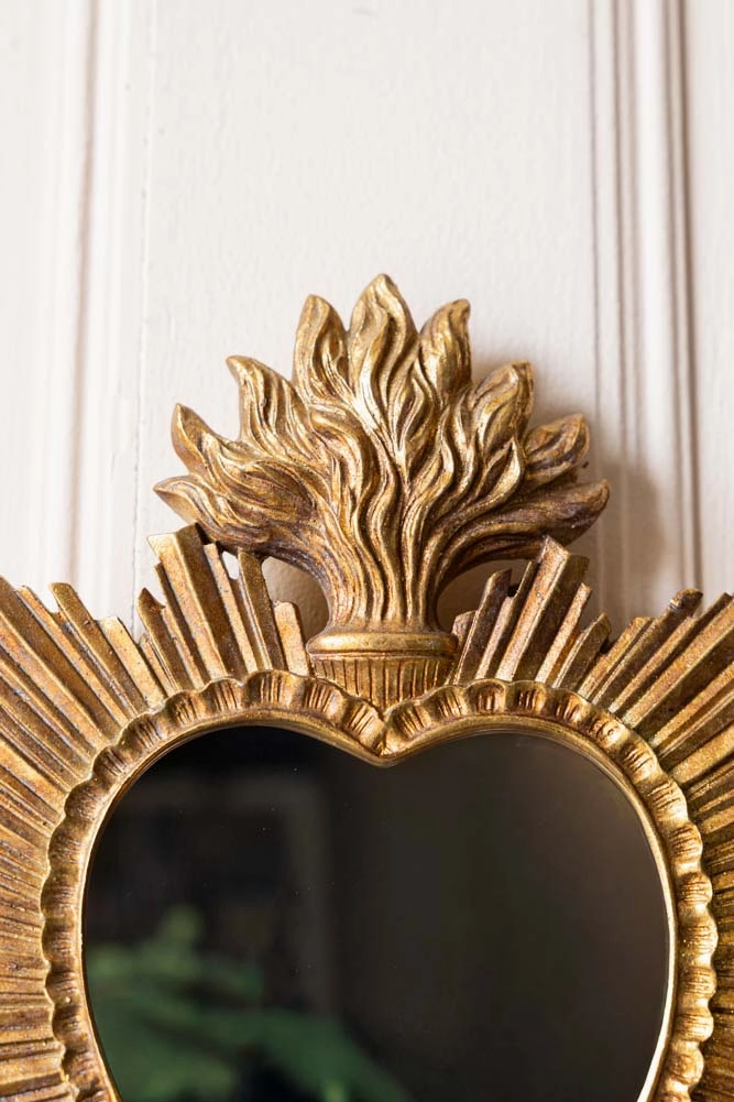 Gold Milagro Sacred Heart Mirror