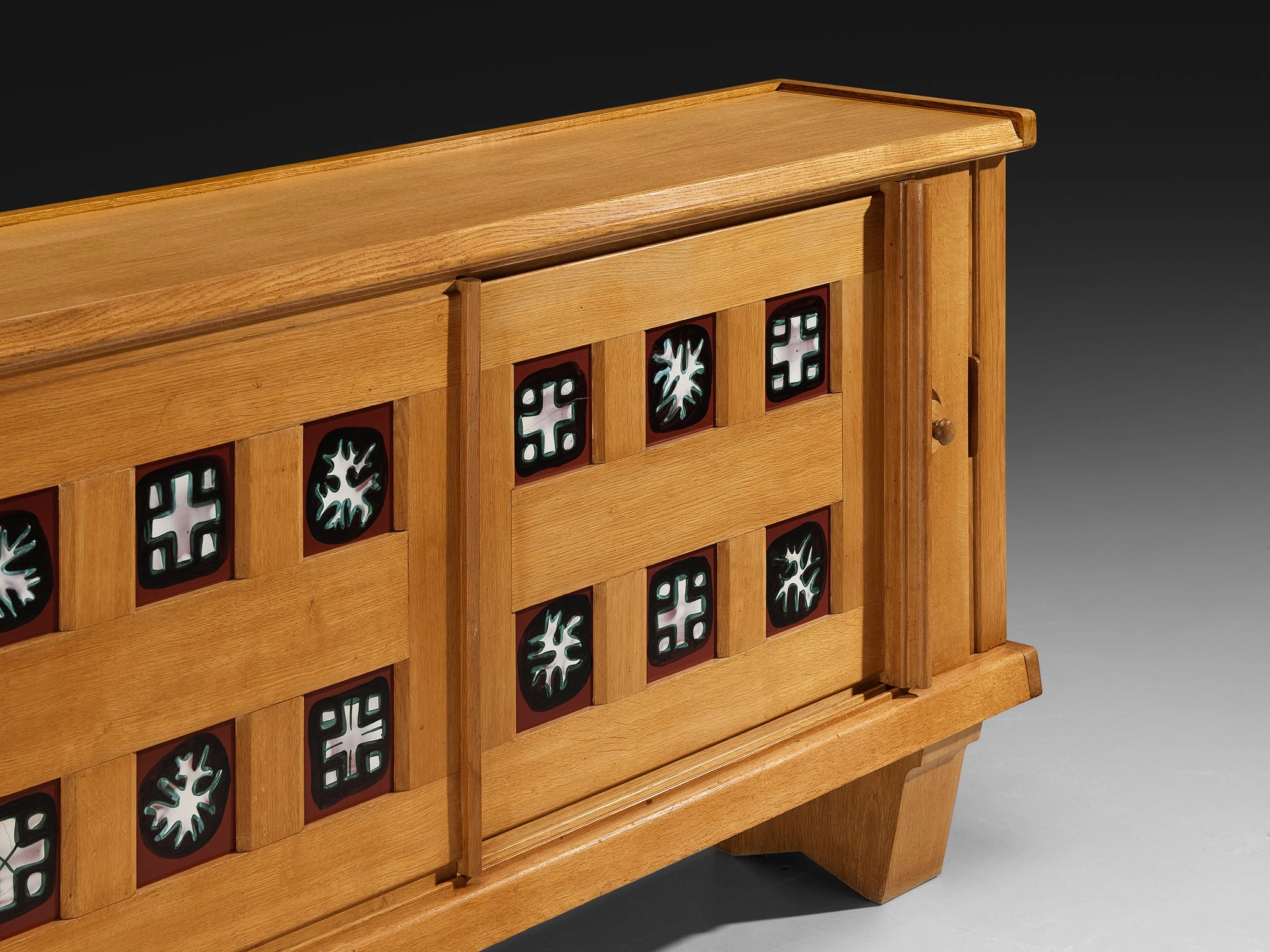 Grand Guillerme & Chambron Sideboard in Solid Oak with Ceramic Tiles