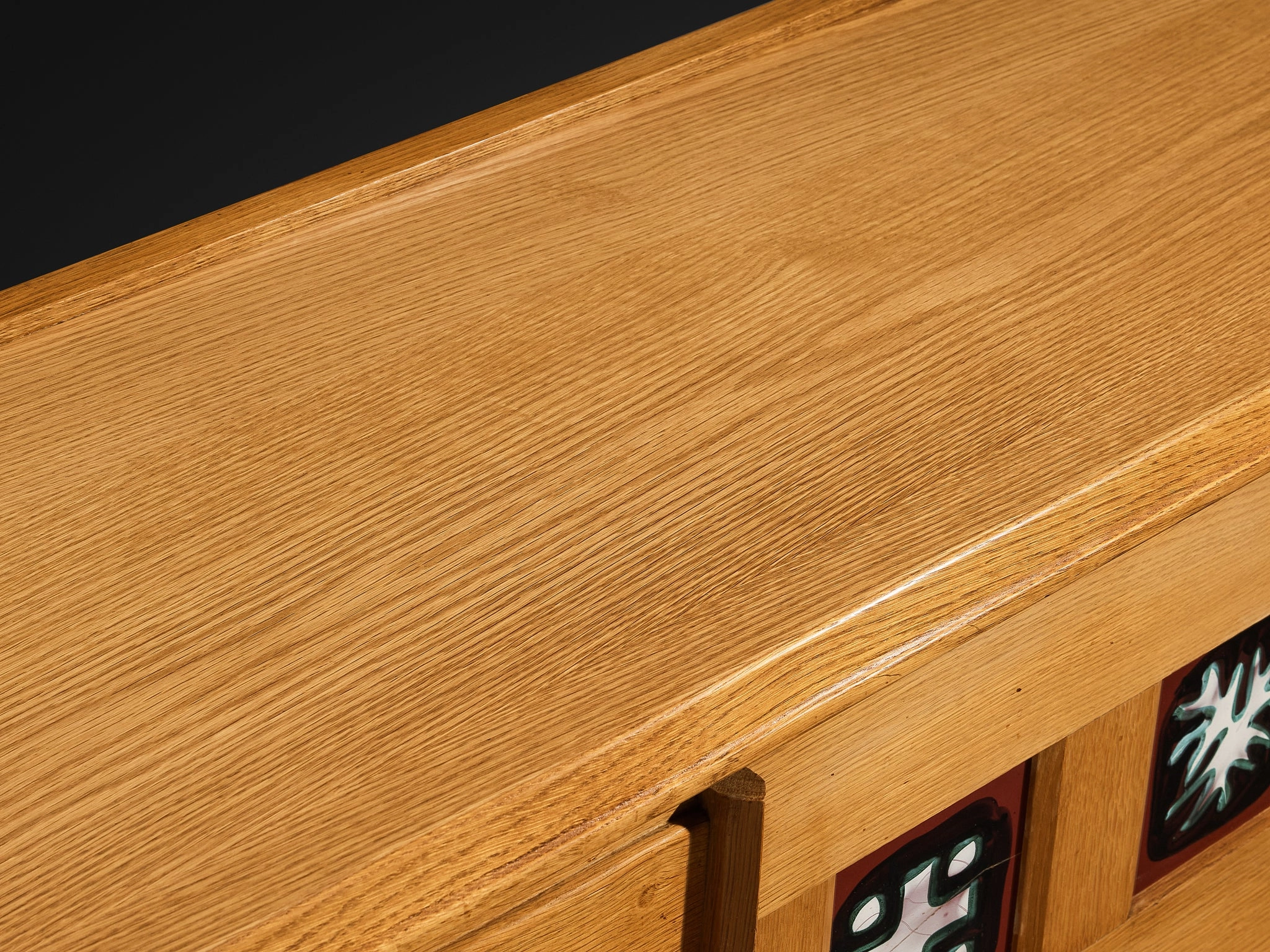 Grand Guillerme & Chambron Sideboard in Solid Oak with Ceramic Tiles