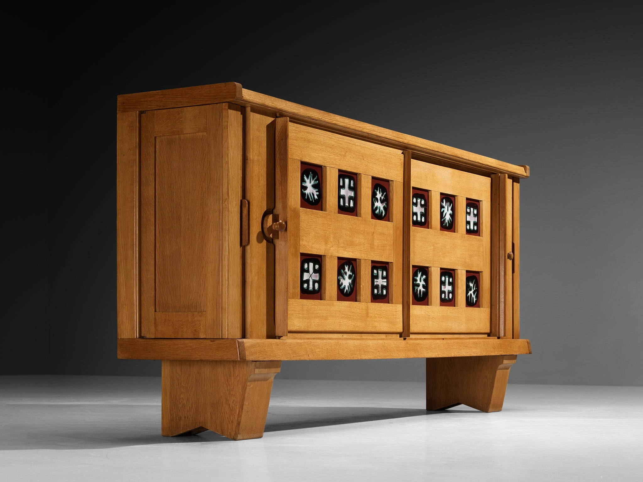 Grand Guillerme & Chambron Sideboard in Solid Oak with Ceramic Tiles