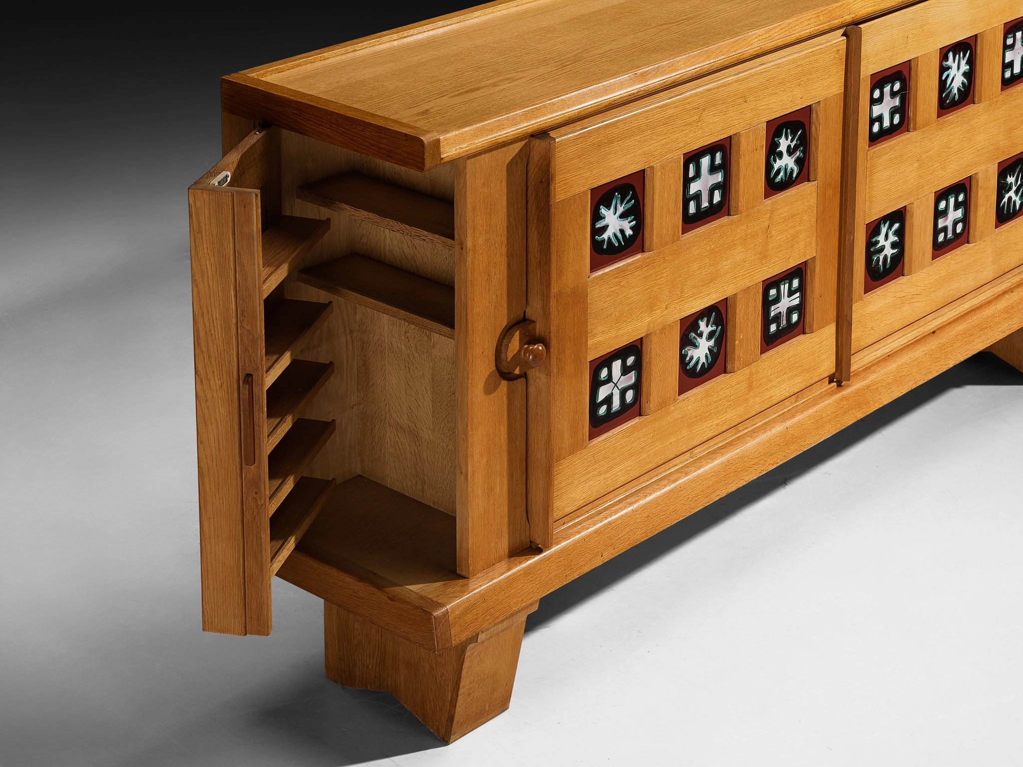Grand Guillerme & Chambron Sideboard in Solid Oak with Ceramic Tiles