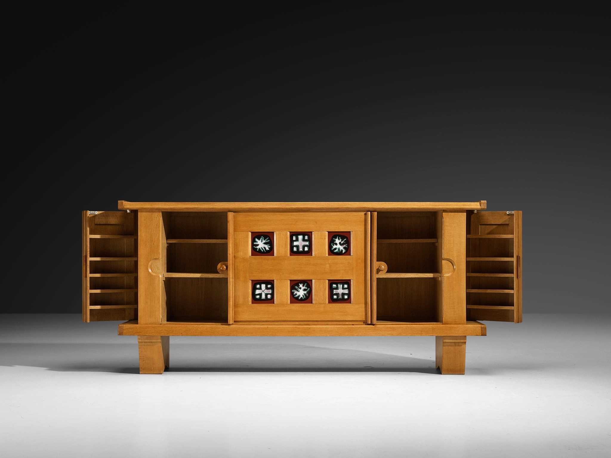 Grand Guillerme & Chambron Sideboard in Solid Oak with Ceramic Tiles