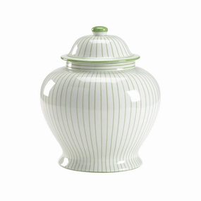 Green and White Striped Porcelain Urn with Lid vase,flower vase,home decoration