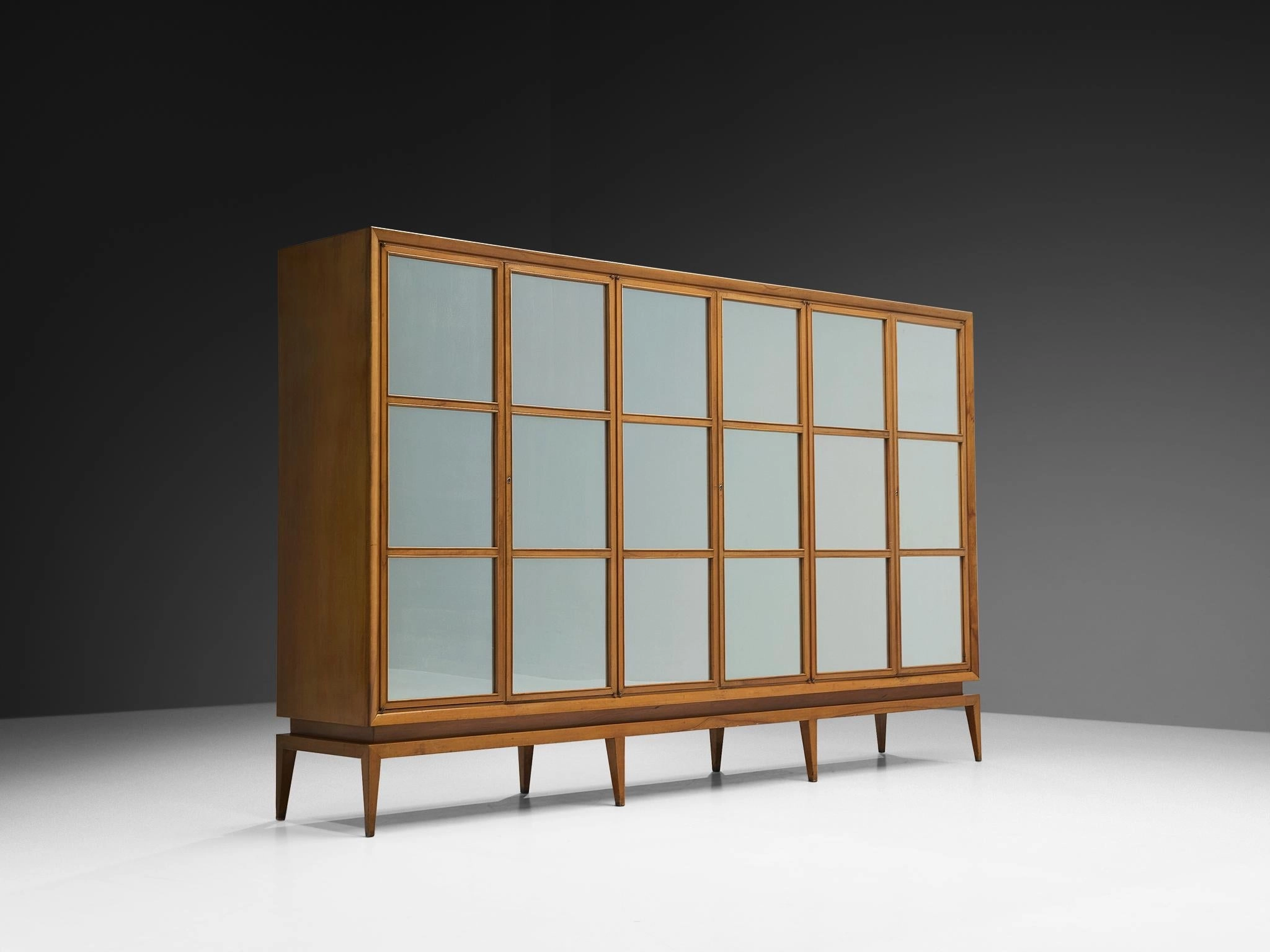Guglielmo Ulrich Highboard in Walnut with Mirrored Door Panels storage cabinet,organizer,furniture storage