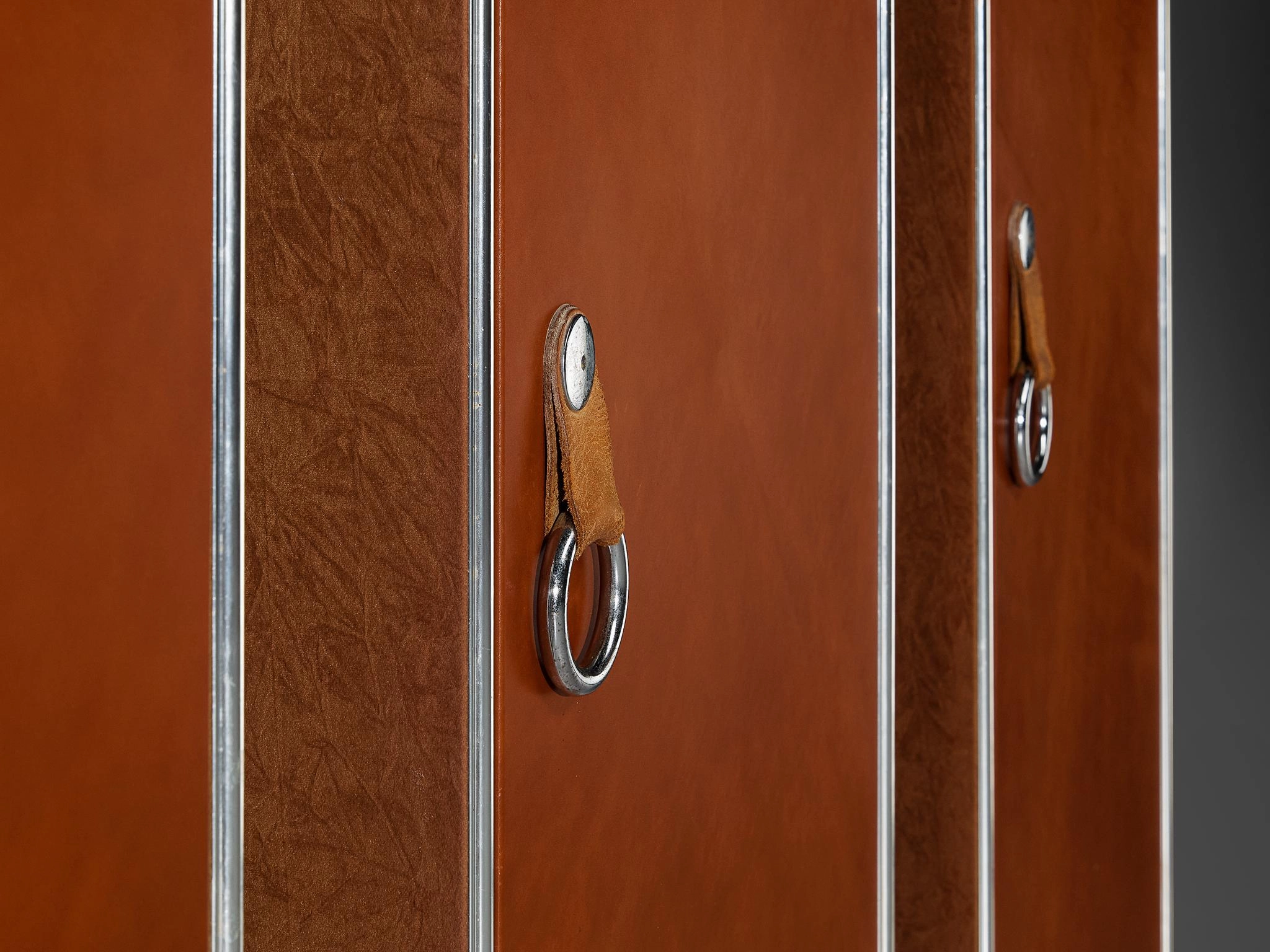 Guido Faleschini for Mariani Cabinets in Red Brown Leather