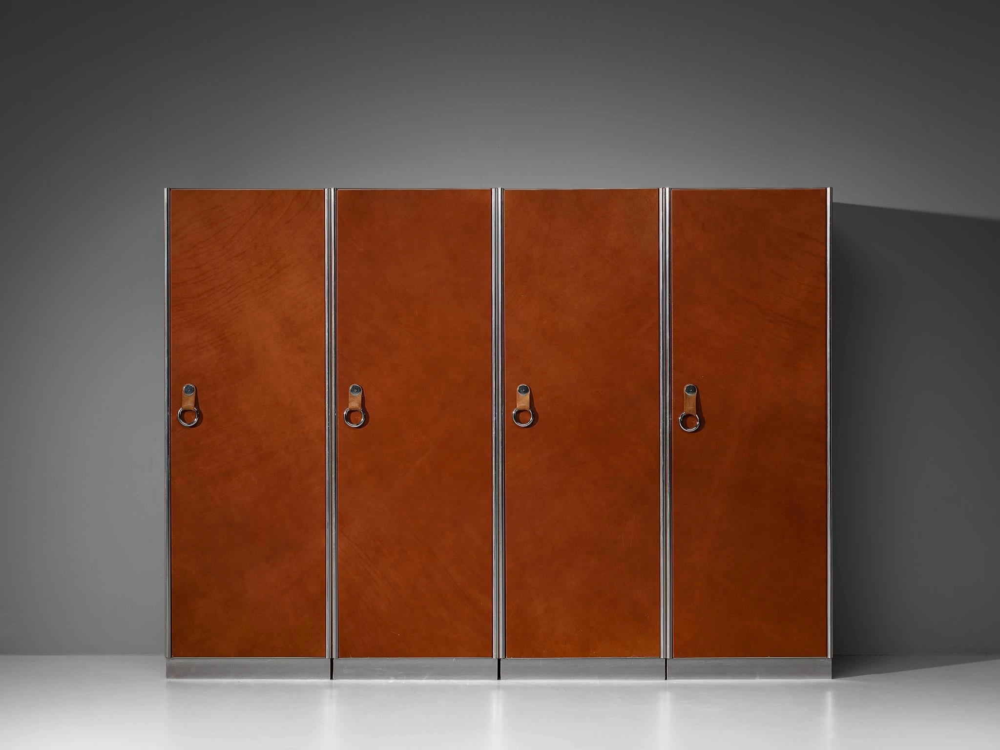 Guido Faleschini for Mariani Cabinets in Red Brown Leather