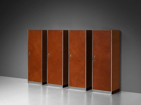 Guido Faleschini for Mariani Cabinets in Red Brown Leather storage cabinet,organizer,furniture storage