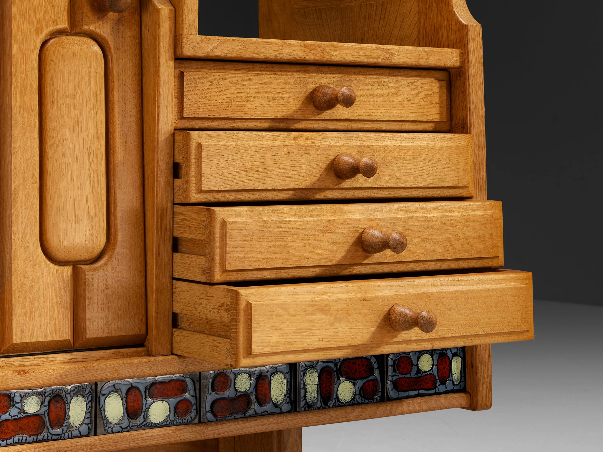 Guillerme & Chambron 'Simon' Sideboard in Solid Oak and Ceramic