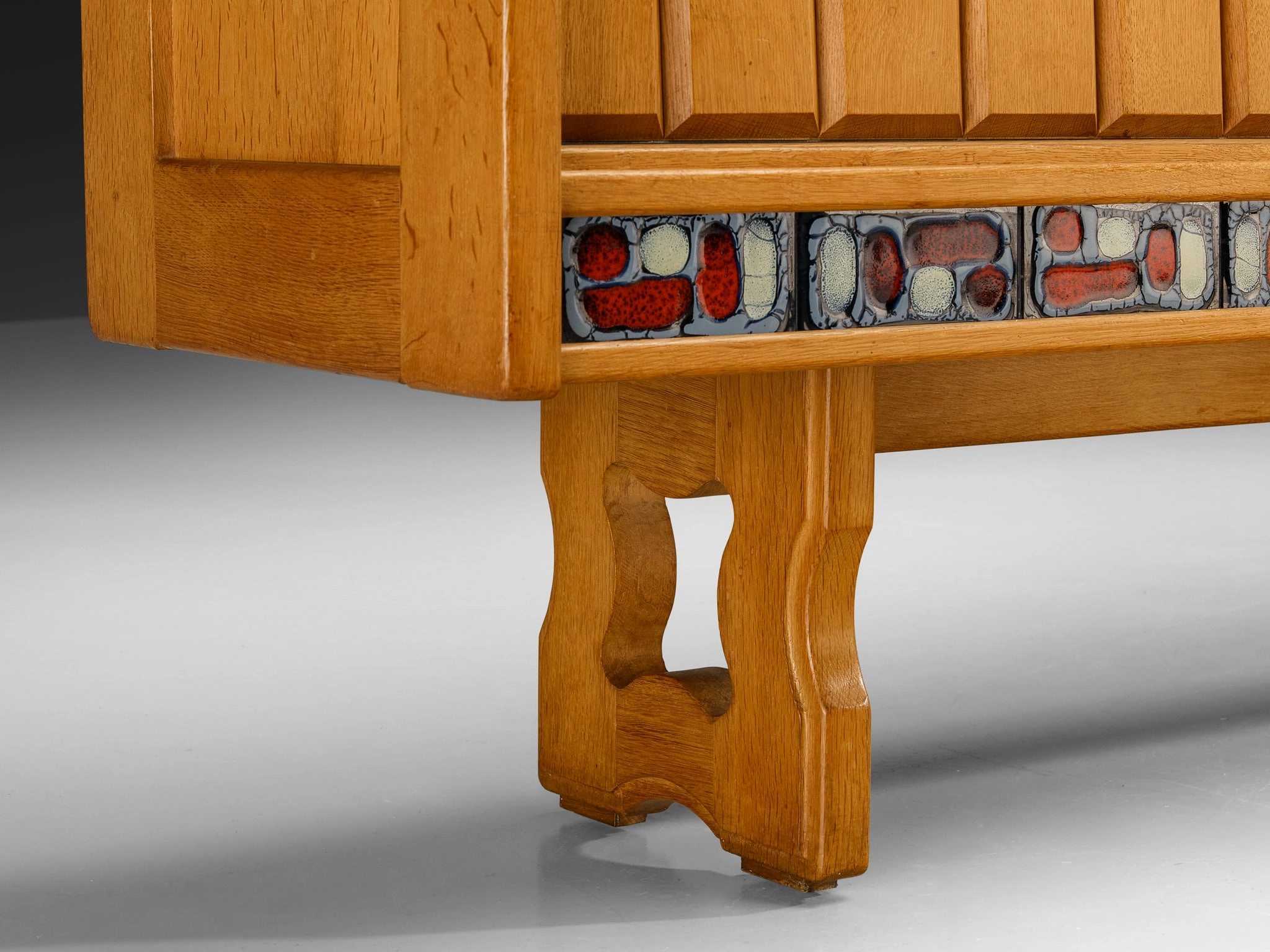 Guillerme & Chambron 'Simon' Sideboard in Solid Oak and Ceramic