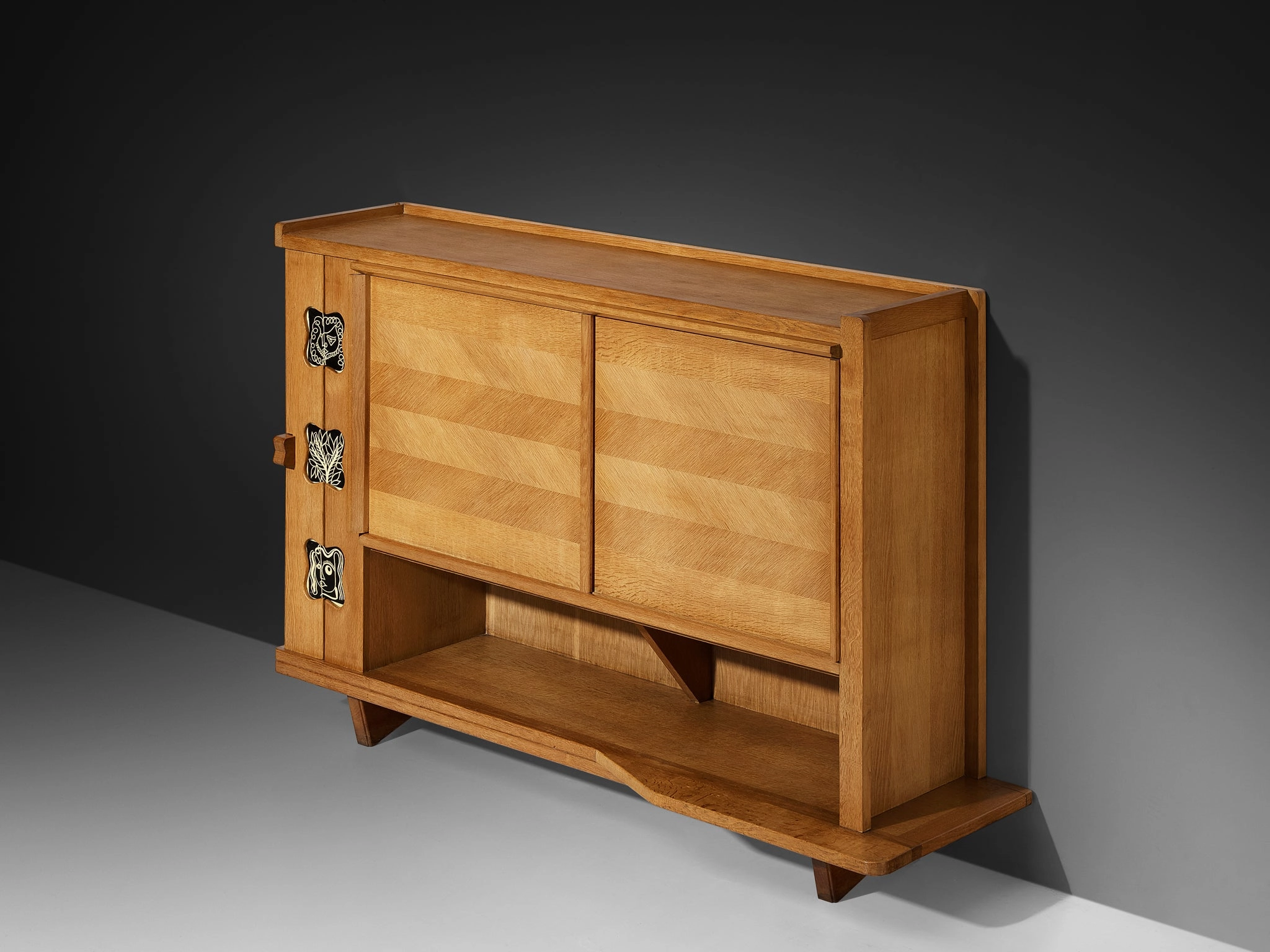 Guillerme & Chambron Buffet in Oak with Ceramic Details storage cabinet,organizer,furniture storage