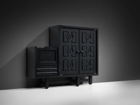 Guillerme & Chambron Cabinet 'Thierry' in Black Lacquered Oak storage cabinet,organizer,furniture storage