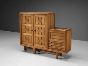 Guillerme & Chambron Cabinet 'Thierry' in Oak and Ceramic storage cabinet,organizer,furniture storage
