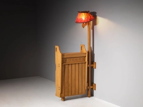 Guillerme & Chambron for Votre Maison Bar with Lamp in Oak storage cabinet,organizer,furniture storage