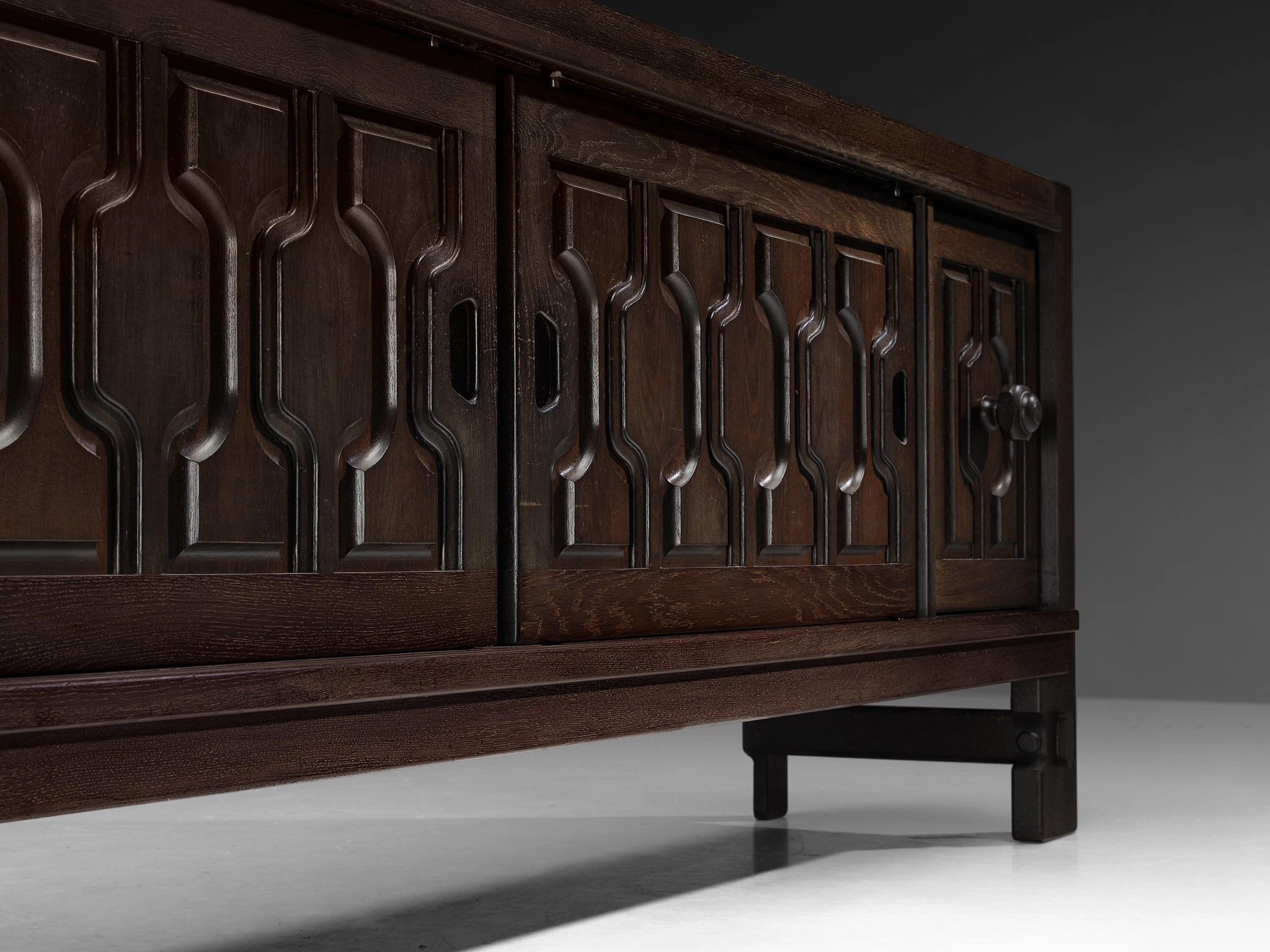 Guillerme & Chambron Graphic Sideboard in Black Lacquered Solid Oak