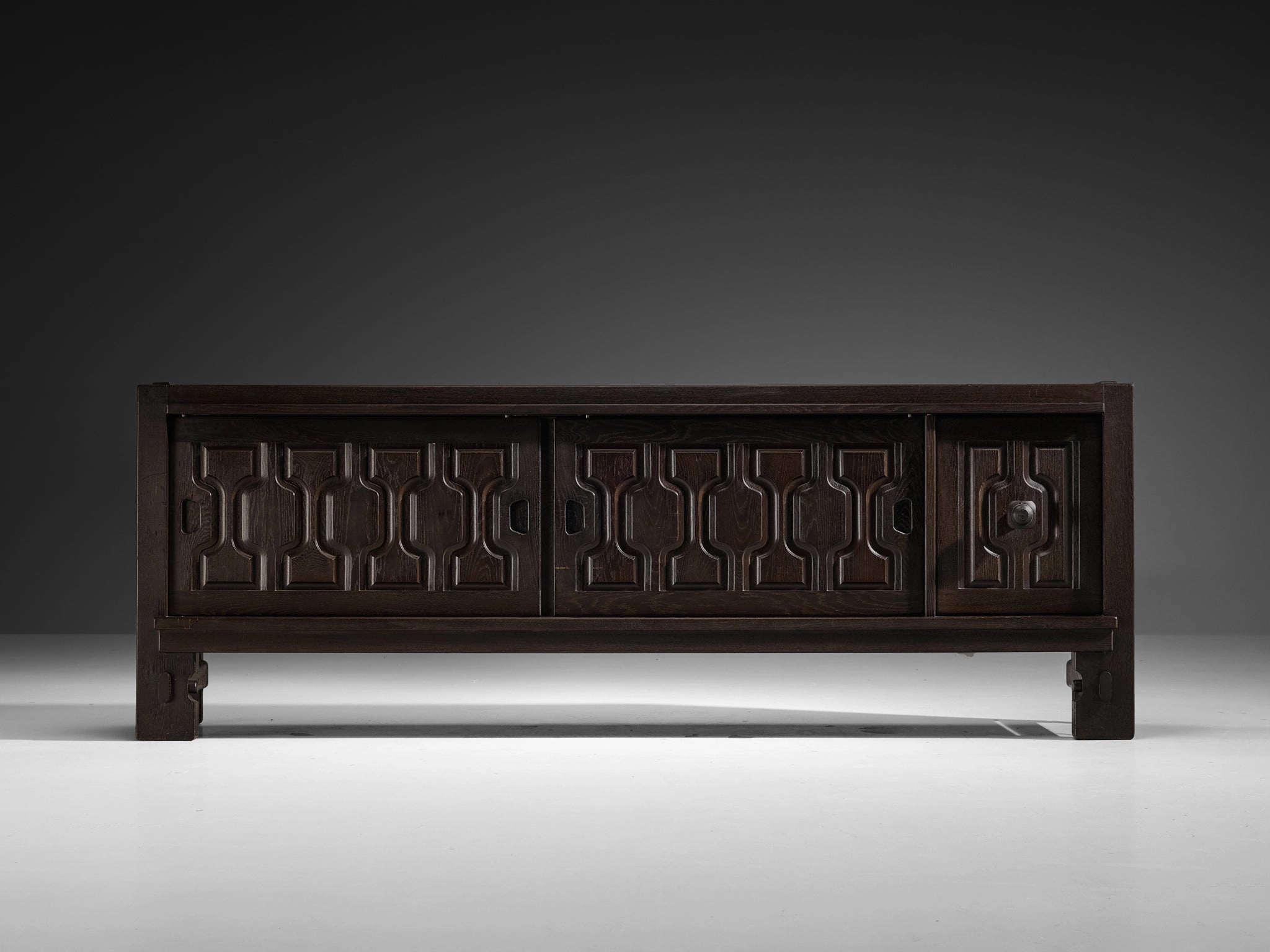 Guillerme & Chambron Graphic Sideboard in Black Lacquered Solid Oak