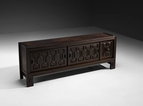 Guillerme & Chambron Graphic Sideboard in Black Lacquered Solid Oak storage cabinet,organizer,furniture storage