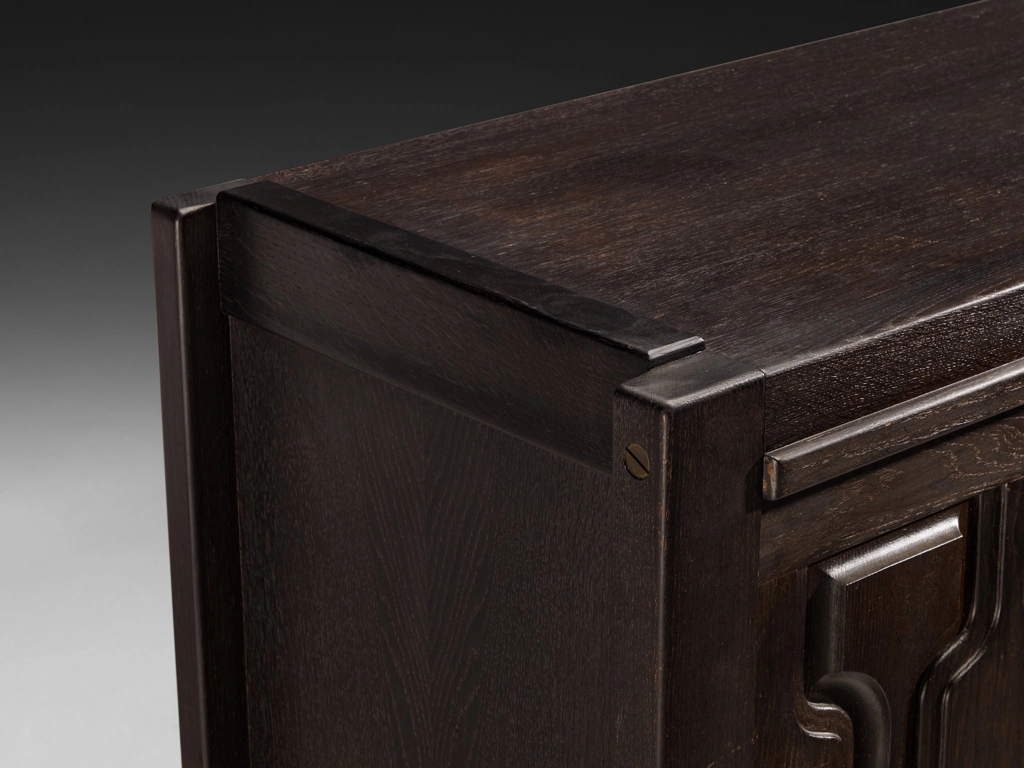 Guillerme & Chambron Graphic Sideboard in Black Lacquered Solid Oak