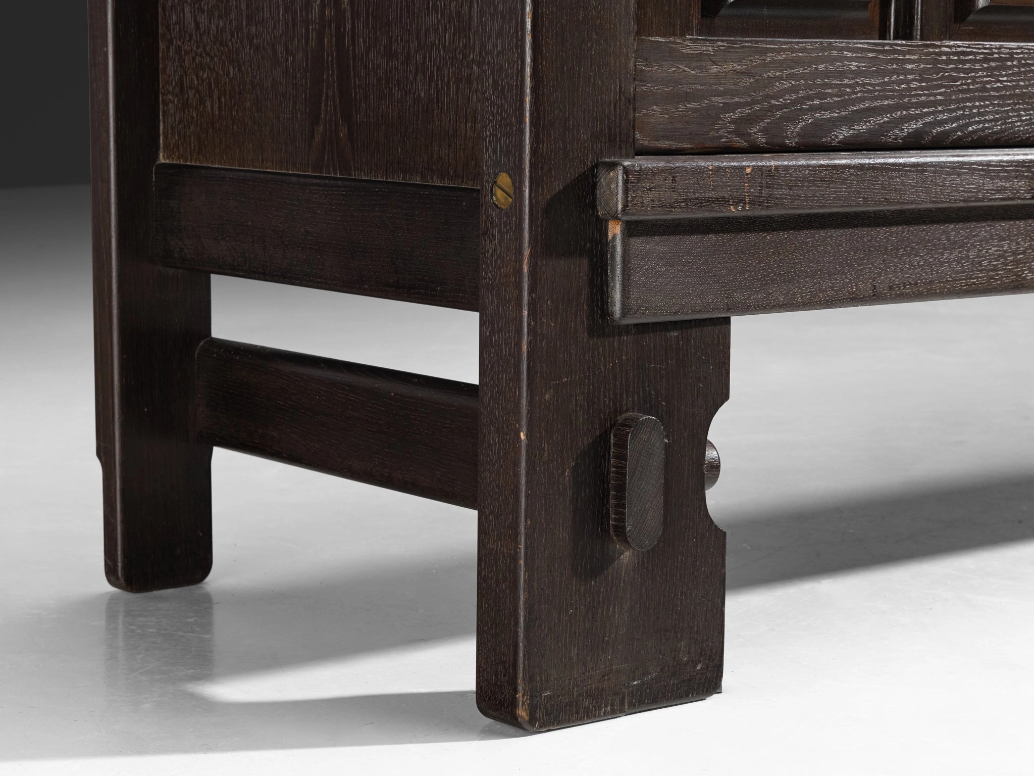 Guillerme & Chambron Graphic Sideboard in Black Lacquered Solid Oak