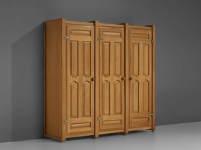 Guillerme & Chambron Highboard in Oak and Brass storage cabinet,organizer,furniture storage